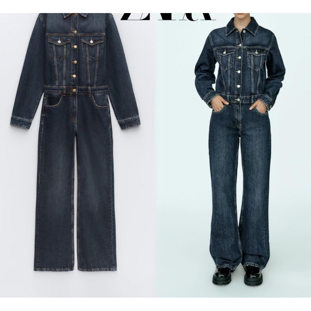 ZARA LONG DENIM JUMPSUIT